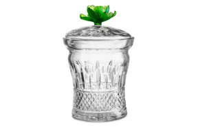 Банка для печенья Decor de table Париж Камелия 21,5х15 см, хрусталь, цветок зеленый