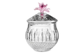 Конфетница с крышкой Decor de table Париж Магнолия 23,5х17,5 см, хрусталь, цветок розовый
