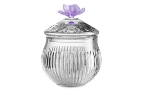 Конфетница с крышкой Decor de table Дефанс Магнолия 23,5х17,5 см, хрусталь, цветок фиолетовый