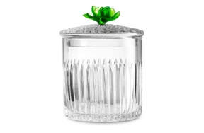 Конфетница с крышкой Decor de table Дефанс Магнолия 12,5х17 см, хрусталь, цветок зеленый