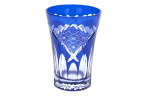 Стакан Tajima Glass Хризантема и веер 240 мл, стекло, лазурный, деревянная коробка