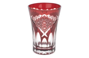 Стакан Tajima Glass Хризантема и веер 240 мл, стекло, медно-красный, деревянная коробка