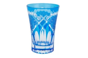 Стакан Tajima Glass Хризантема и веер 240 мл, стекло, голубой, деревянная коробка
