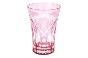 Стакан Tajima Glass Хризантема и веер 240 мл, стекло, золотисто-красный, деревянная коробка