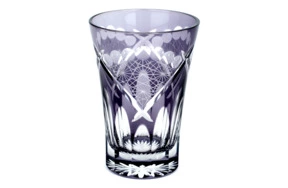 Стакан Tajima Glass Хризантема и веер 240 мл, стекло, фиолетовый, деревянная коробка