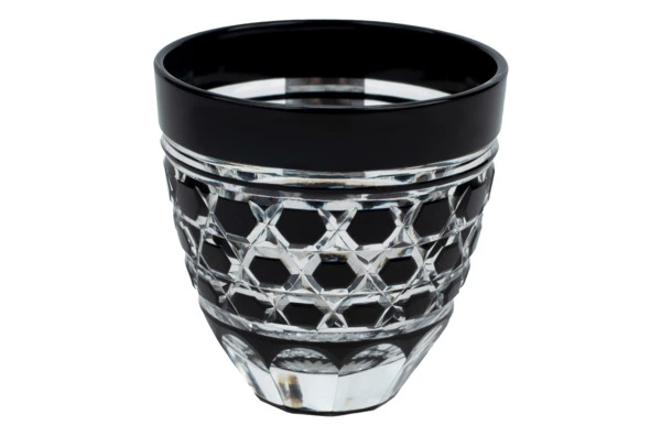 Рюмка с шестиугольным плетением Tajima Glass 75 мл, стекло, черная, деревянная коробка