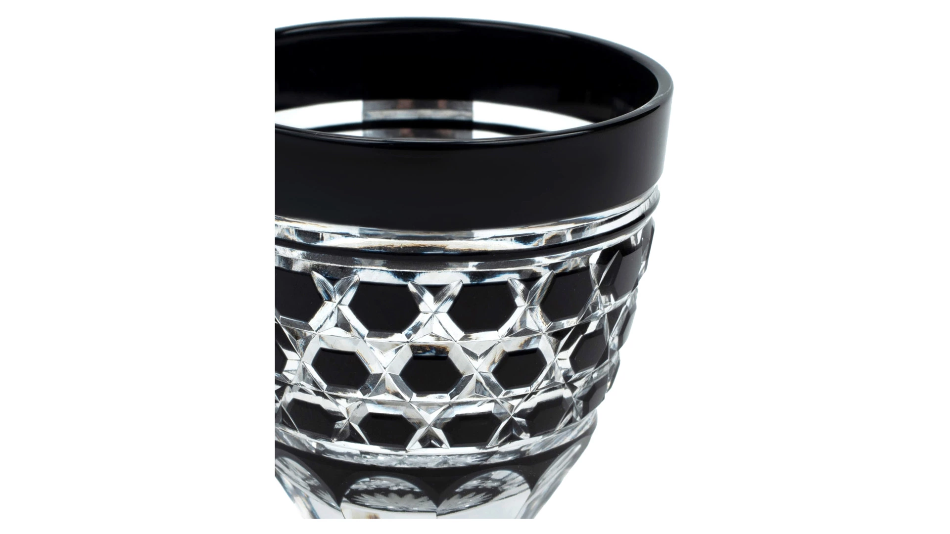 Рюмка с шестиугольным плетением Tajima Glass 75 мл, стекло, черная, деревянная коробка