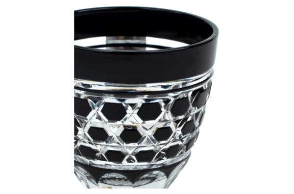 Рюмка с шестиугольным плетением Tajima Glass 75 мл, стекло, черная, деревянная коробка