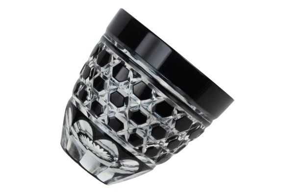 Рюмка с шестиугольным плетением Tajima Glass 75 мл, стекло, черная, деревянная коробка