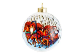 Игрушка елочная Decor de Table Шар Новогодняя тройка 10 см, стекло, п/к