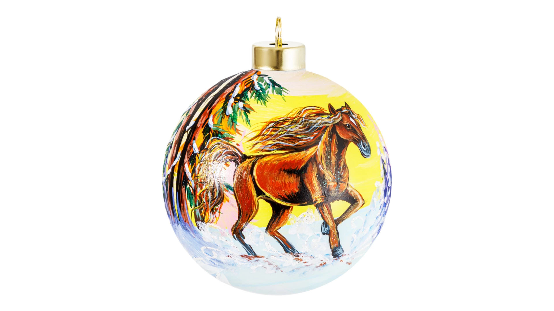 Игрушка елочная Decor de Table Шар Конь быстрый 10 см, стекло, п/к