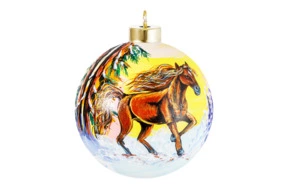 Игрушка елочная Decor de Table Шар Конь быстрый 10 см, стекло, п/к