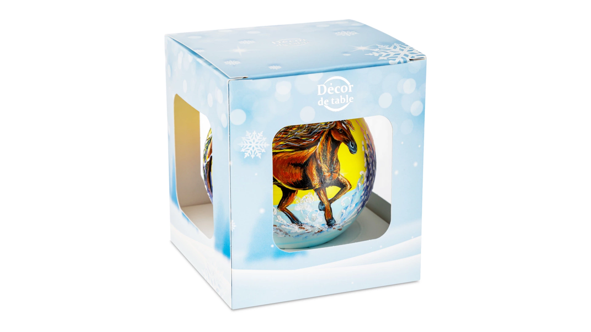 Игрушка елочная Decor de Table Шар Конь быстрый 10 см, стекло, п/к