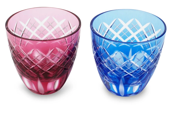 Набор рюмок с узором Tajima Glass Ярай 75 мл, 2 шт, стекло, в деревянной коробке