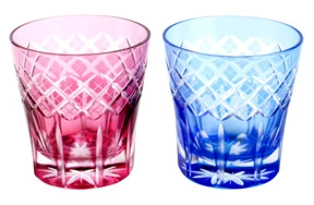 Набор стаканов с узором Ярай Tajima Glass 340 мл, 2 шт, стекло, в деревянной коробке