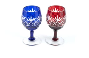 Набор рюмок с узором Ярай Касури Tajima Glass 90 мл, 2 шт, стекло, в деревянной коробке