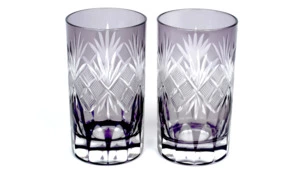 Набор стаканов с узором Нанако Tajima Glass 220 мл, 2 шт, стекло, фиолетовый, в деревянной коробке