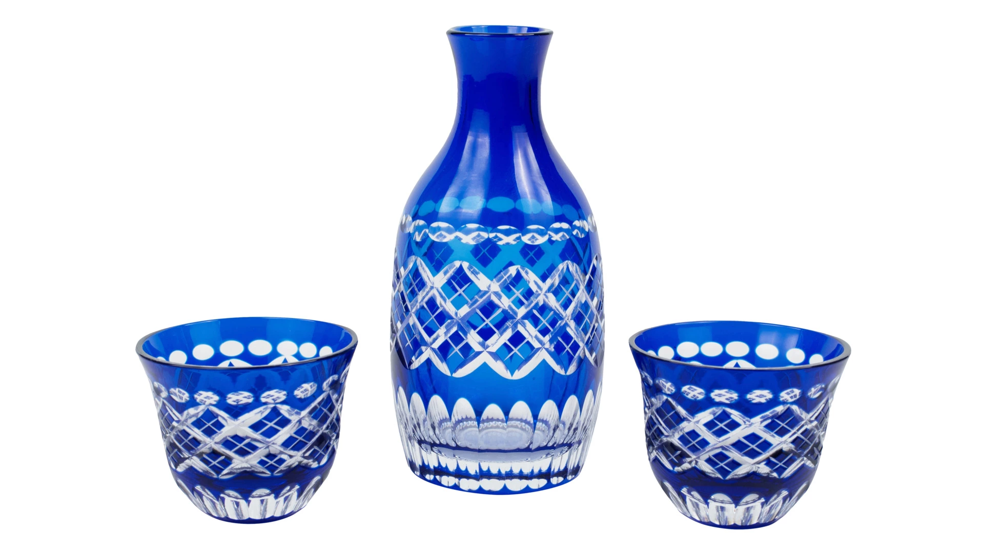 Набор для саке Tajima Glass Тама Ярай 3 шт, стекло, в деревянной коробке