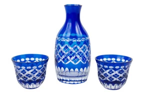 Набор для саке Tajima Glass Тама Ярай 3 шт, стекло, в деревянной коробке