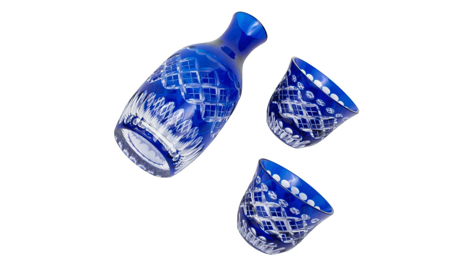 Набор для саке Tajima Glass Тама Ярай 3 шт, стекло, в деревянной коробке