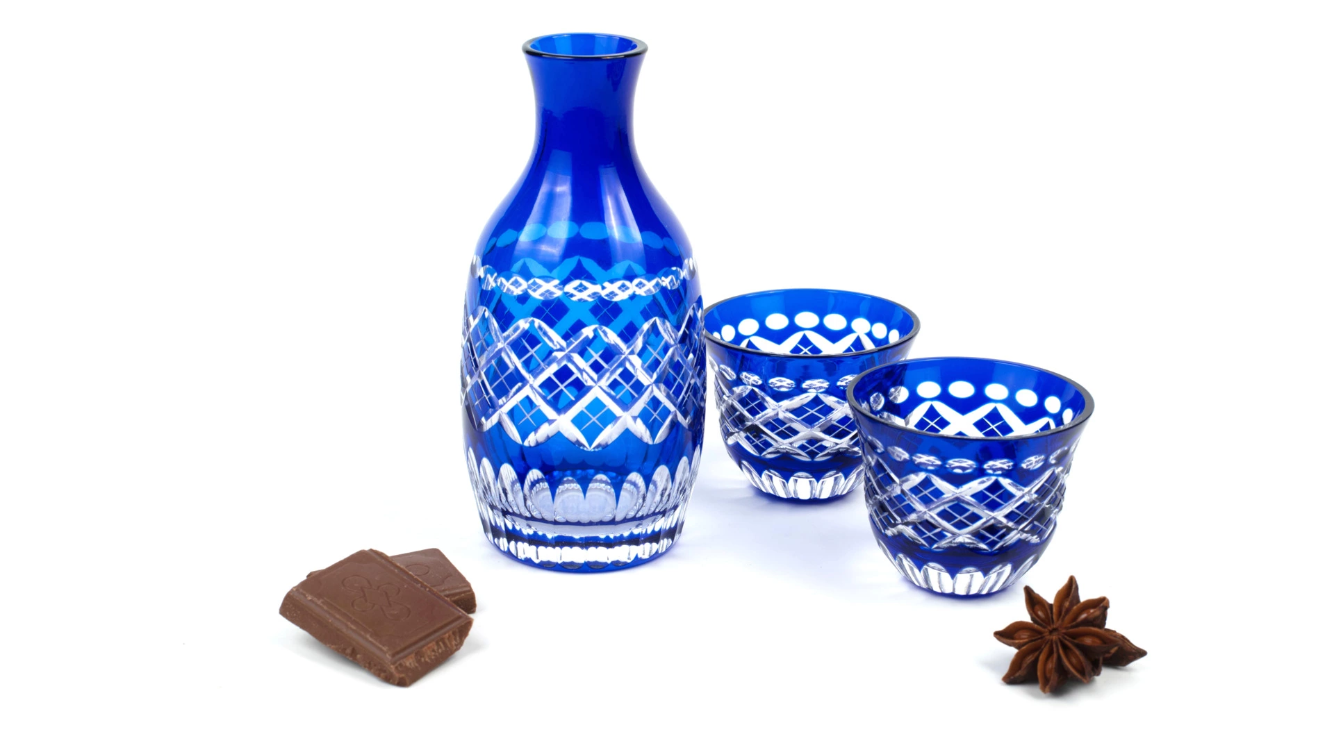 Набор для саке Tajima Glass Тама Ярай 3 шт, стекло, в деревянной коробке