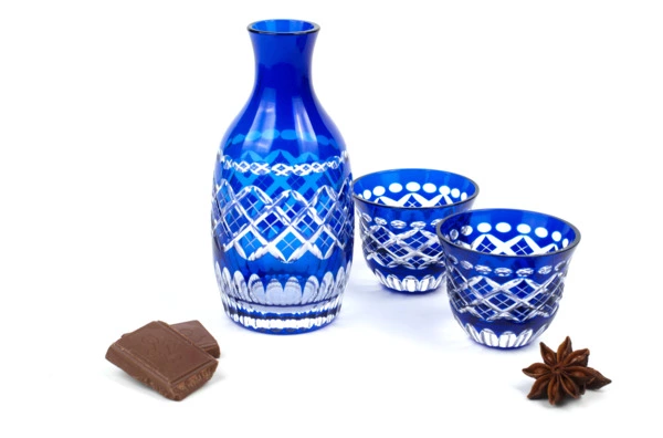 Набор для саке Tajima Glass Тама Ярай 3 шт, стекло, в деревянной коробке