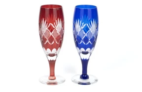 Набор фужеров с узором Ярай Нанако Tajima Glass 190 мл, 2 шт, стекло, в деревянной коробке