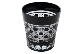 Стакан с восьмиугольным плетением Tajima Glass 340 мл, стекло, черный, в деревянной коробке