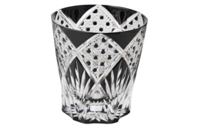 Стакан с восьмиугольным плетением и листьями бамбука Tajima Glass 340 мл, стекло, черный, в деревянн