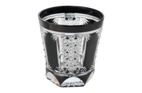 Стакан с узором из хризантем Tajima Glass 340 мл, стекло, черный, в деревянной коробке