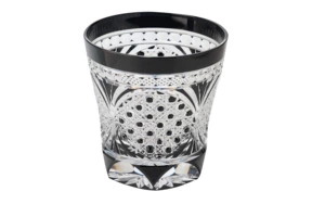 Стакан с восьмиугольным плетением и хризантемой Tajima Glass 340 мл, стекло, черный, в деревянной ко