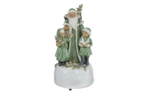 Фигурка декоративная с музыкой Remeco Дед Мороз и дети 9,5х9,5х18,5 см, полимер, стекло