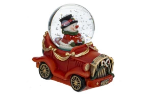 Снежный шар Remeco Снеговик на машине D4,5 см, полимер, стекло