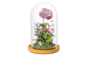 Анемон, фиалки из холожного фарфора в куполе H25