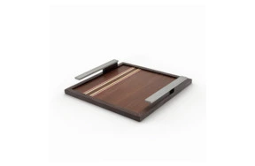 Поднос декоративный Platano Венеция Тёмная 28х28х5 см, термоясень, темно-коричневый