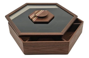 Менажница-шкатулка Platano Венеция Темная 35х40х10 см, термоясень, темно-коричневая