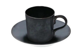 Чашка кофейная с блюдцем Jaune de Chrome Бора Бора 80 мл, фарфор