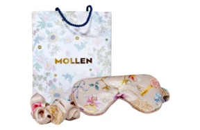 Подарочный шелковый набор Mollen Забава из маски для сна и резинки для волос, пудровый